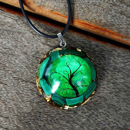 Malachite Tree of Life Orgonite Pendant